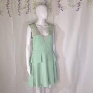 Mint peplum lace a-line Dress